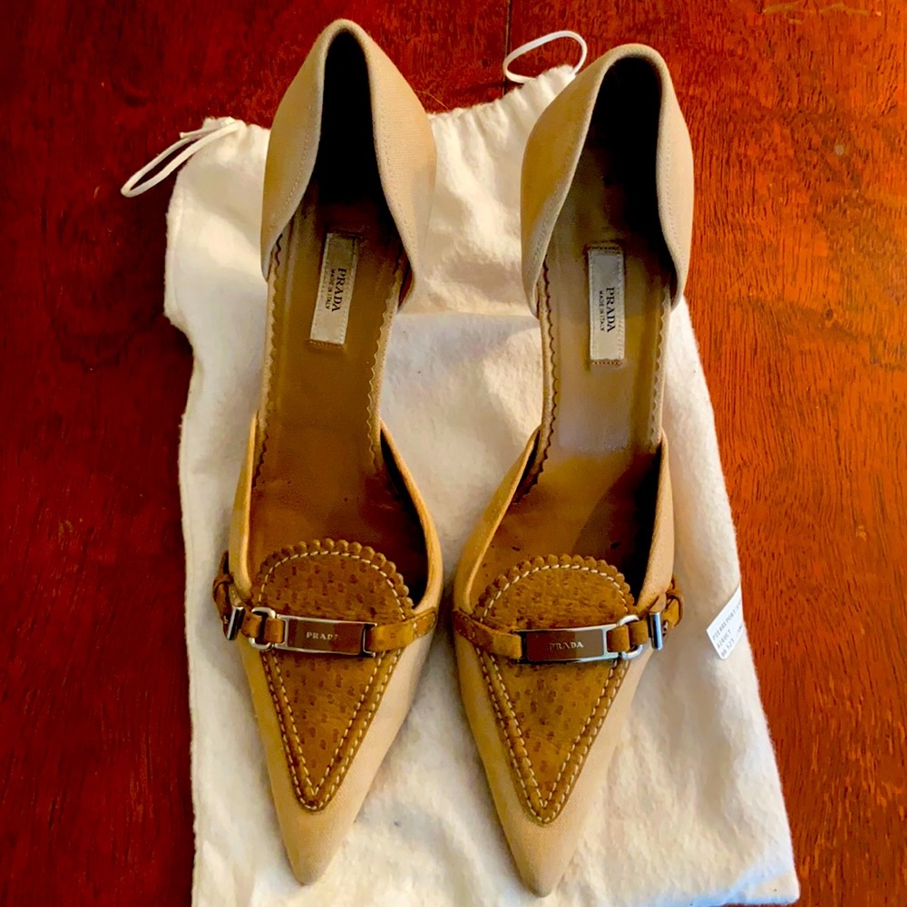 Prada tan heels